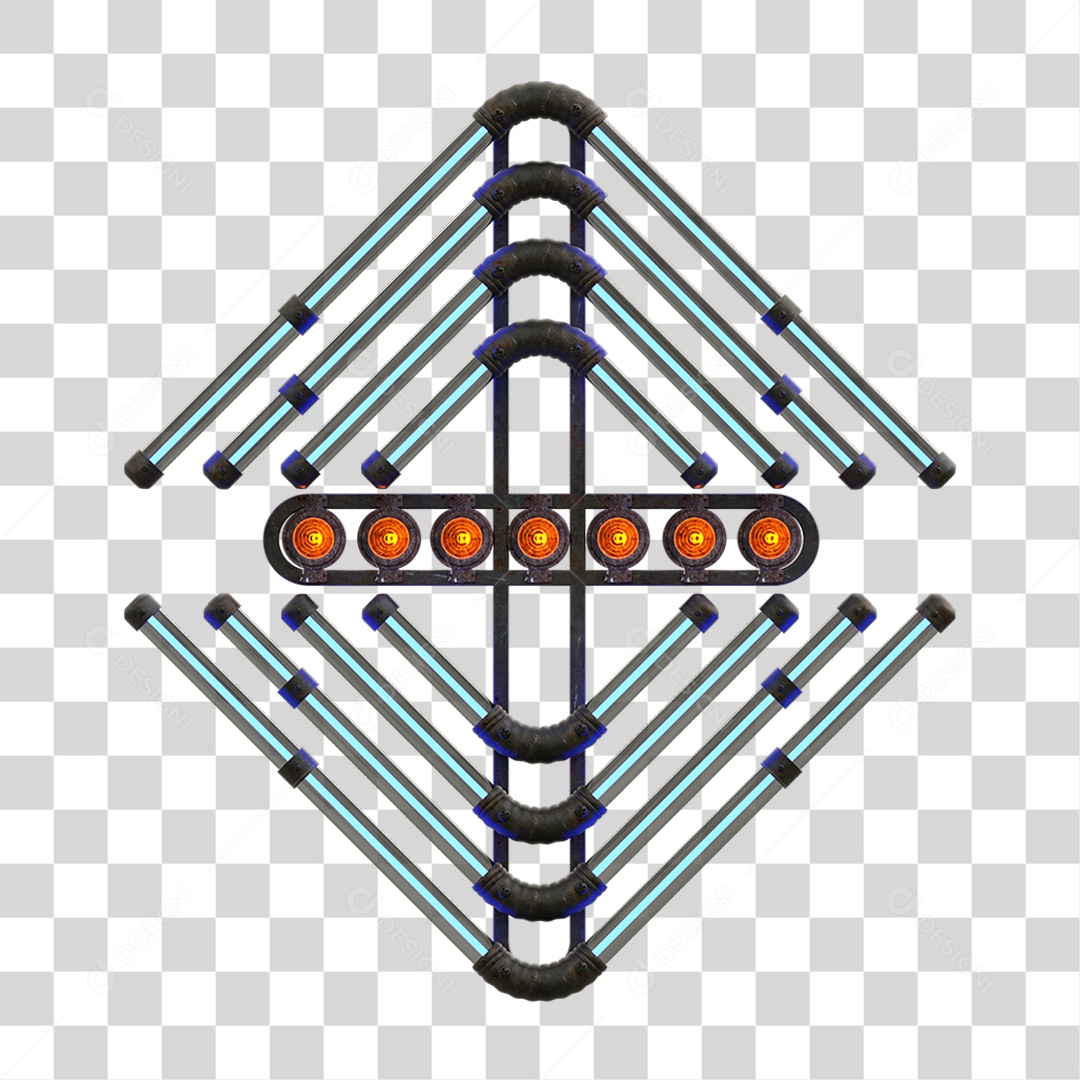 Painel de Setas Metálica com Neon Holofotes PNG Transparente