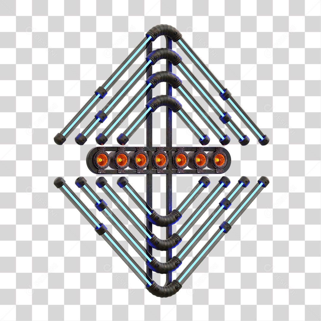 Painel de Setas Metálica com Neon Holofotes PNG Transparente