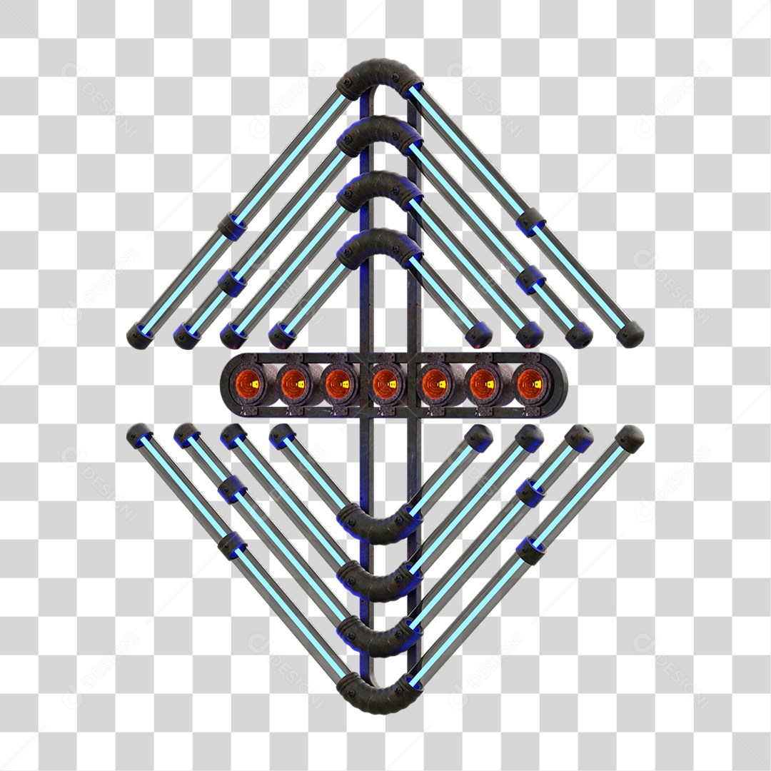 Painel de Setas Metálica com Neon Holofotes PNG Transparente