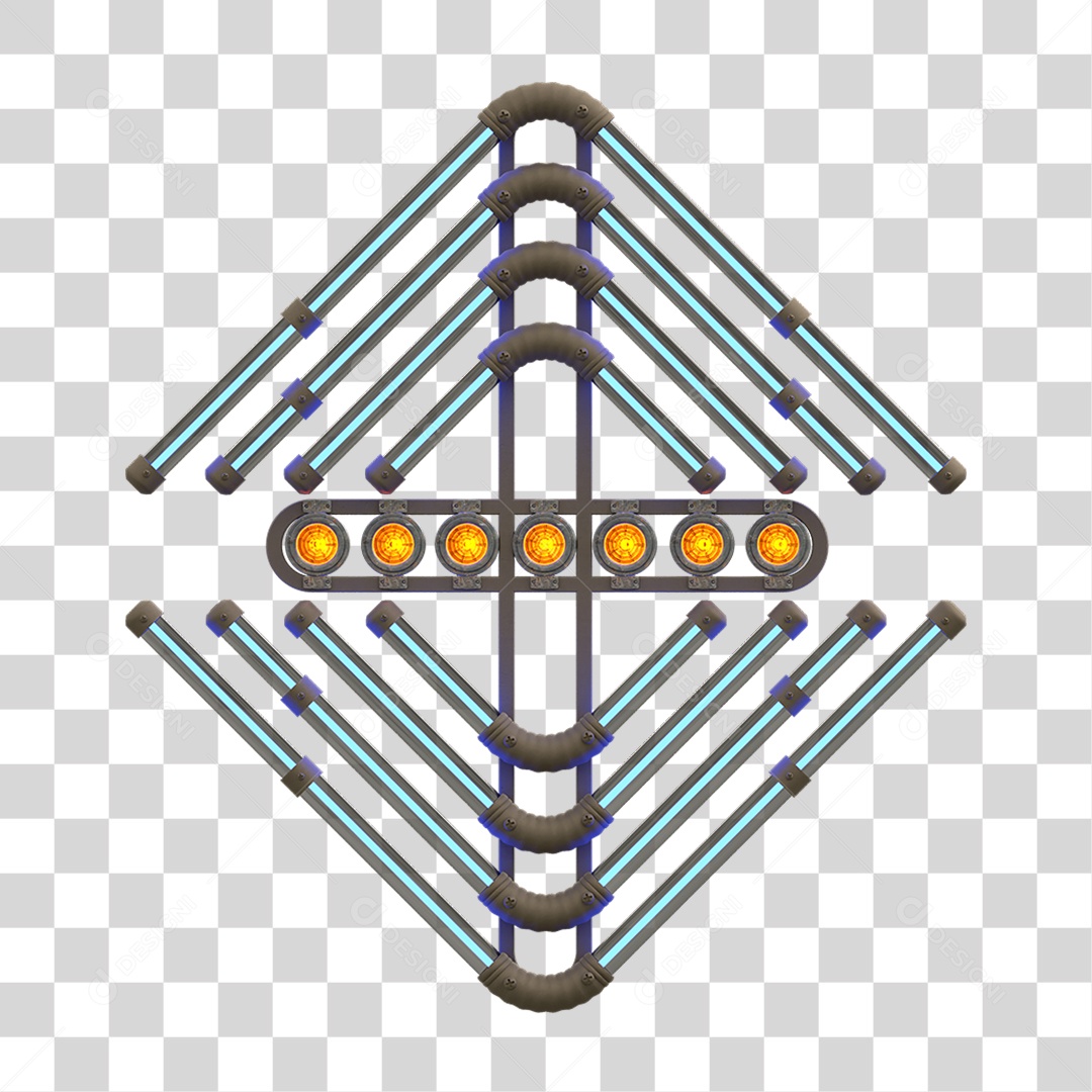 Painel de Setas Metálica com Neon Holofotes PNG Transparente