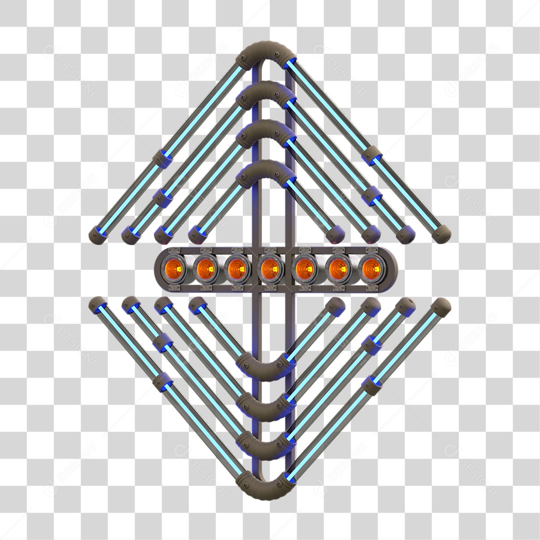 Painel de Setas Metálica com Neon Holofotes PNG Transparente