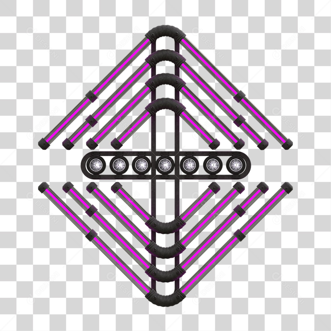 Painel de Setas Metálica com Neon Holofotes PNG Transparente