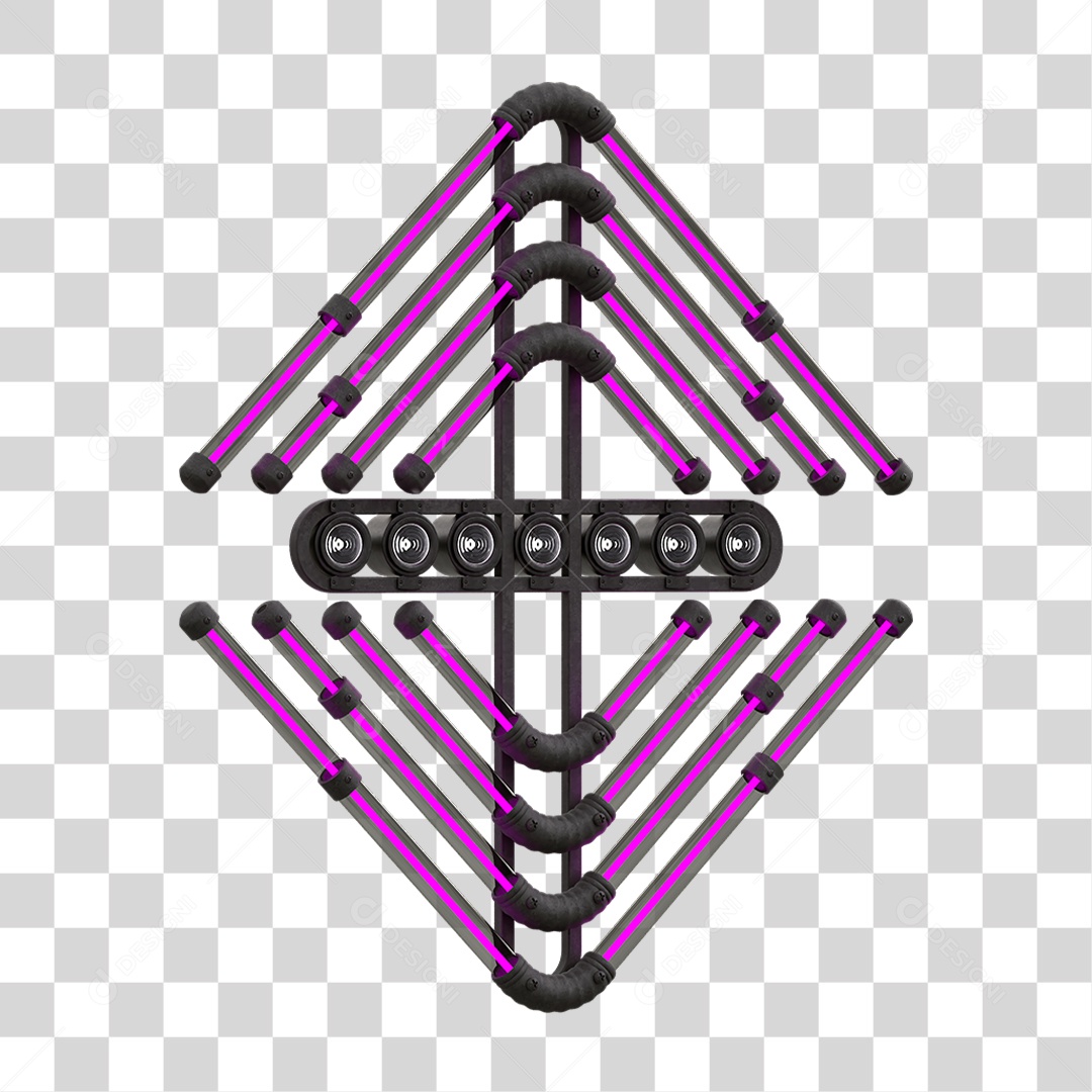 Painel de Setas Metálica com Neon Holofotes PNG Transparente