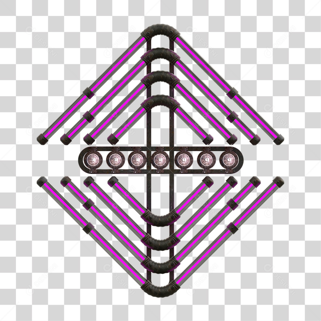 Painel de Setas Metálica com Neon Holofotes PNG Transparente