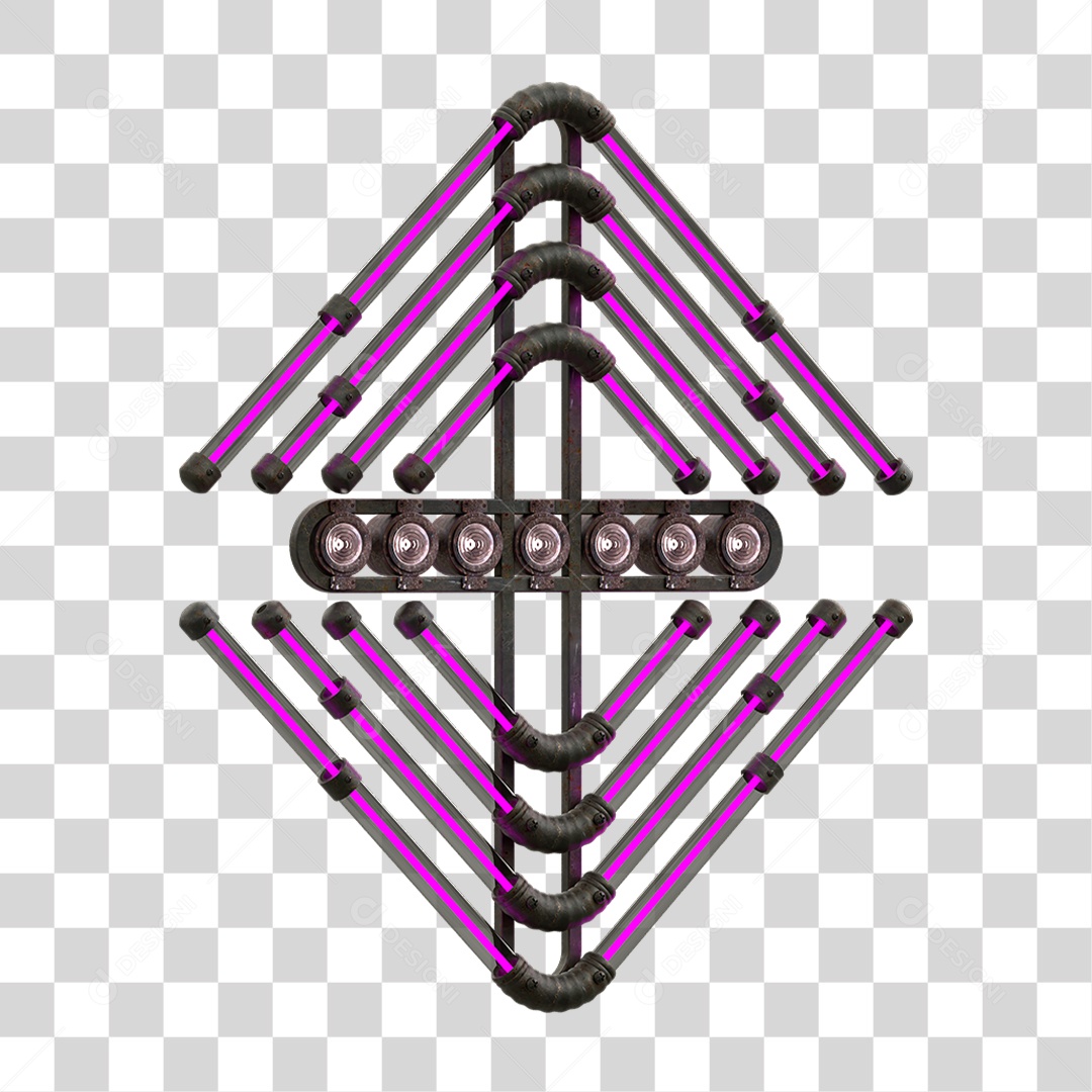 Painel de Setas Metálica com Neon Holofotes PNG Transparente