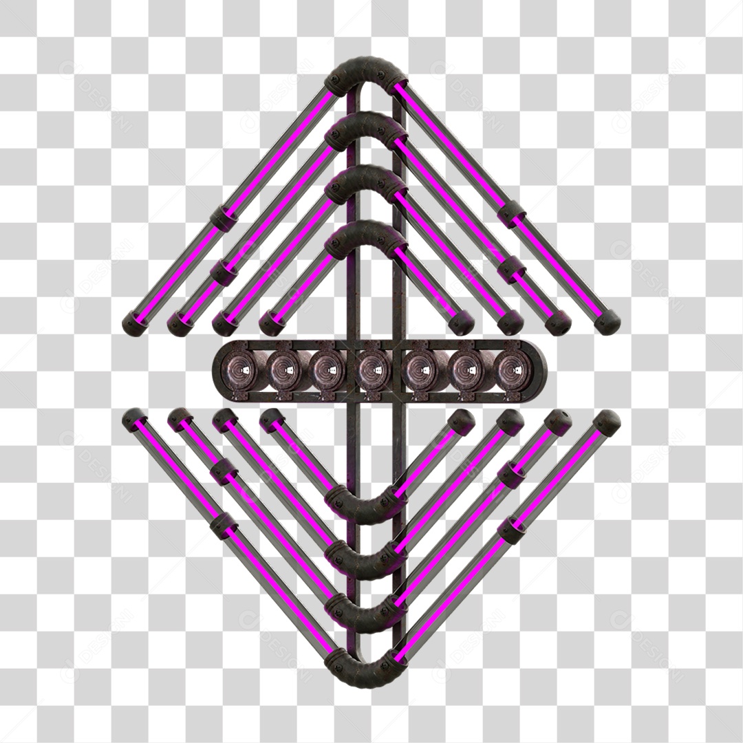 Painel de Setas Metálica com Neon Holofotes PNG Transparente