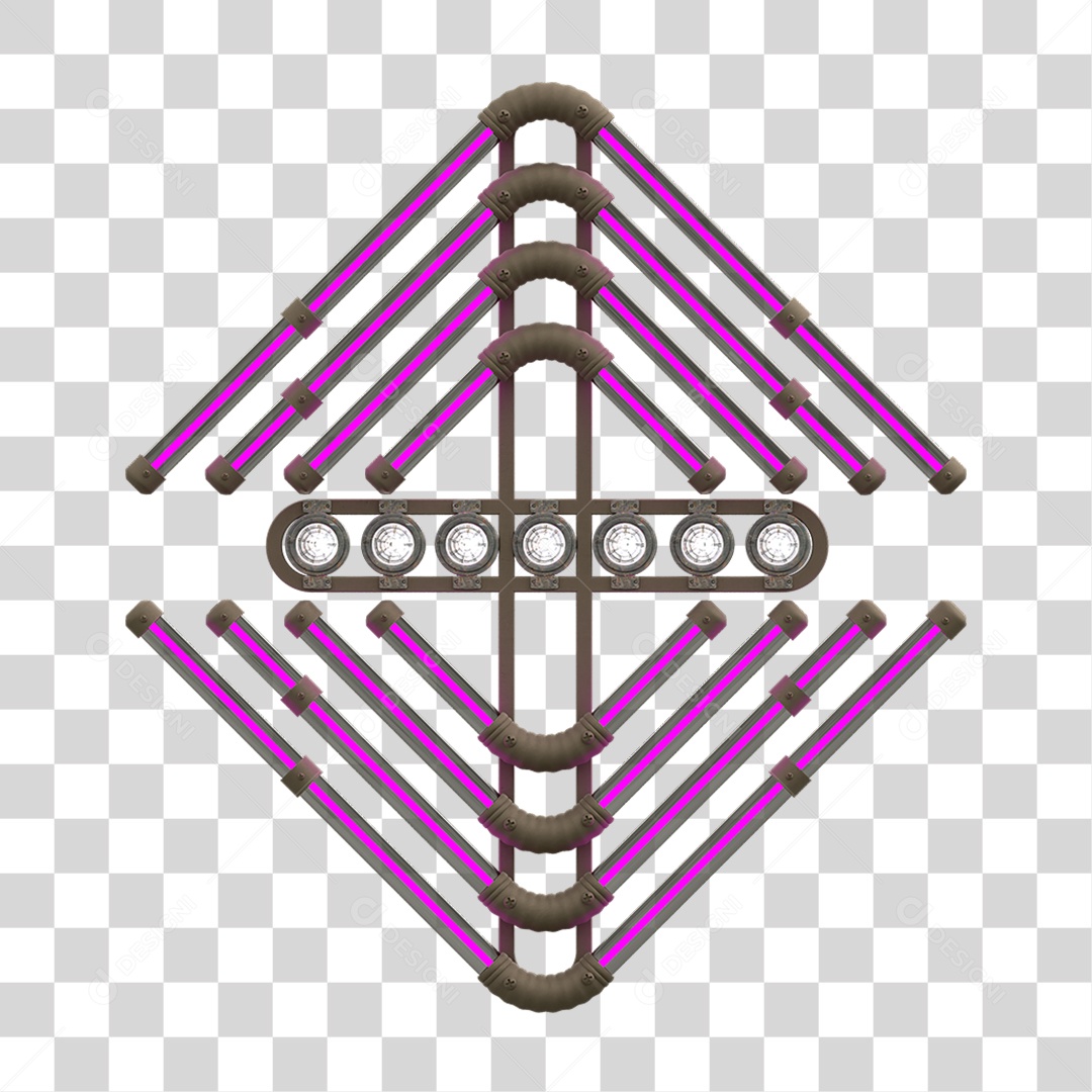 Painel de Setas Metálica com Neon Holofotes PNG Transparente