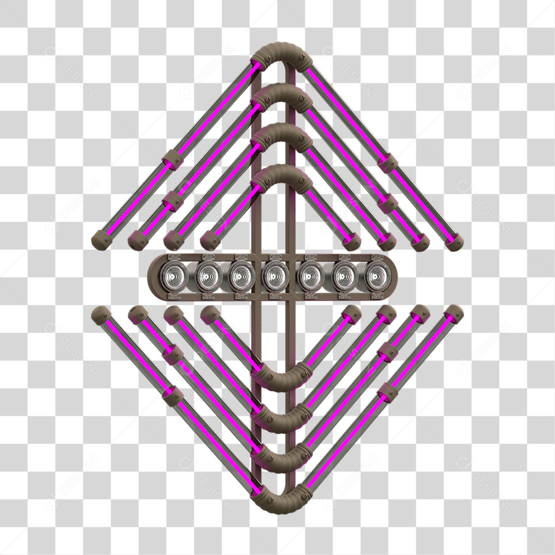 Painel de Setas Metálica com Neon Holofotes PNG Transparente