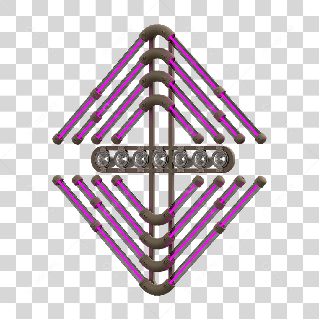 Painel de Setas Metálica com Neon Holofotes PNG Transparente