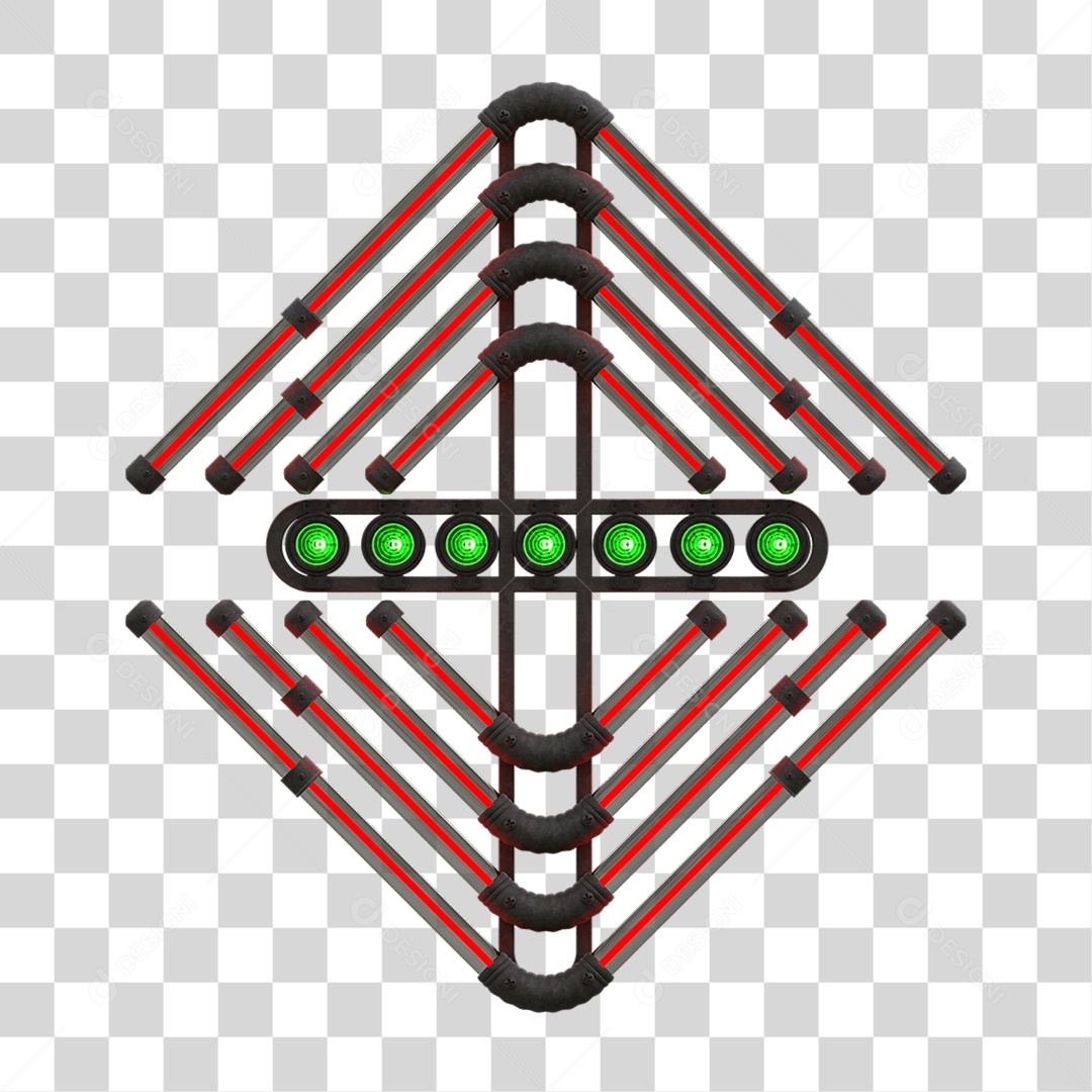 Painel de Setas Metálica com Neon Holofotes PNG Transparente