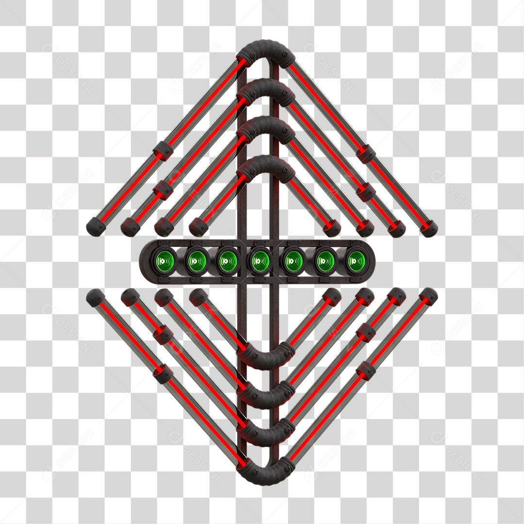 Painel de Setas Metálica com Neon Holofotes PNG Transparente