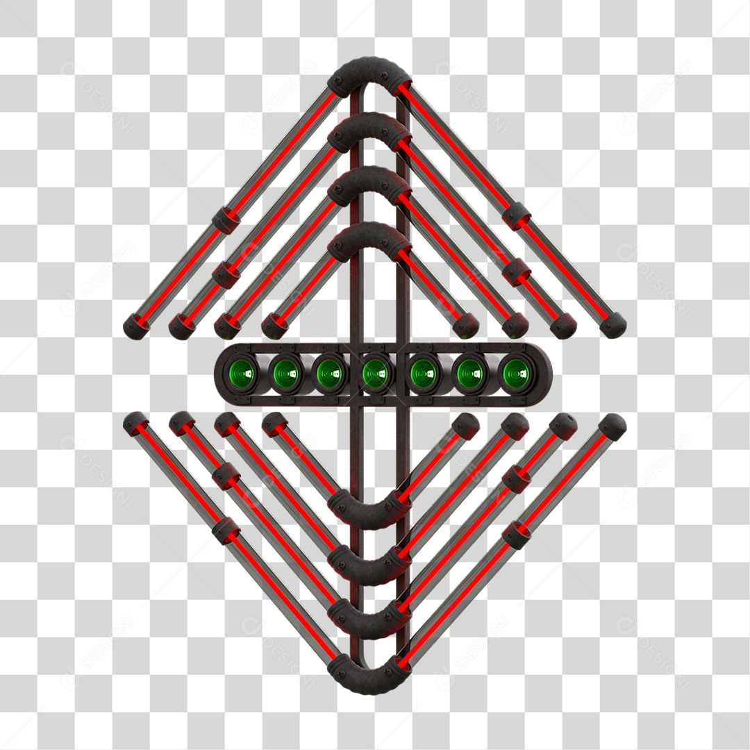 Painel de Setas Metálica com Neon Holofotes PNG Transparente