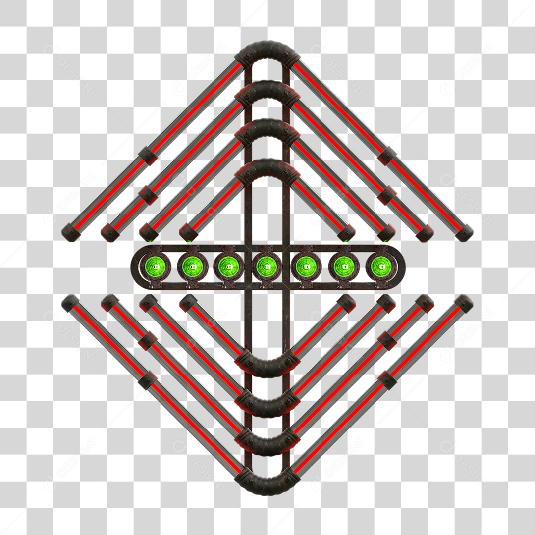 Painel de Setas Metálica com Neon Holofotes PNG Transparente