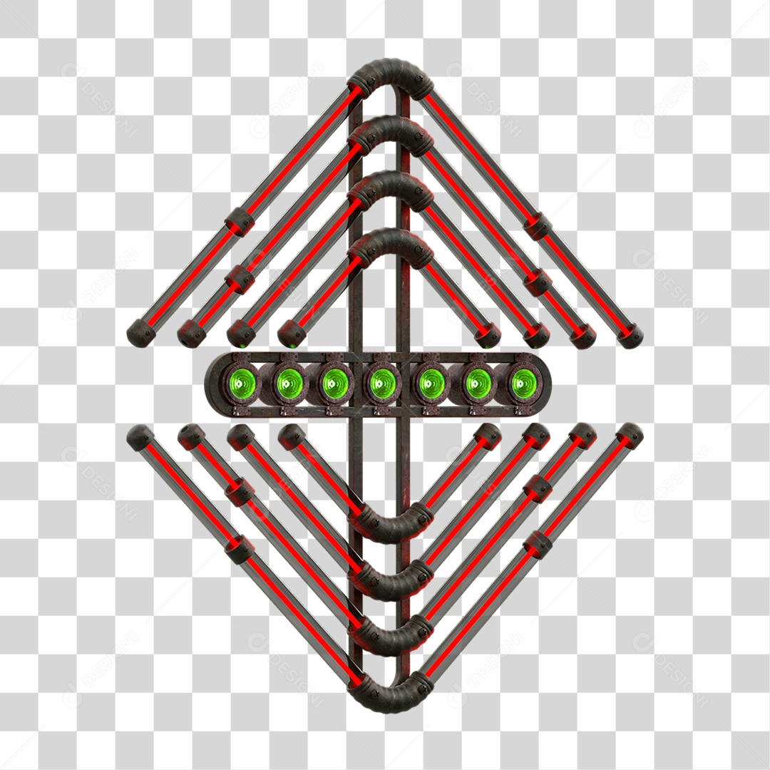 Painel de Setas Metálica com Neon Holofotes PNG Transparente