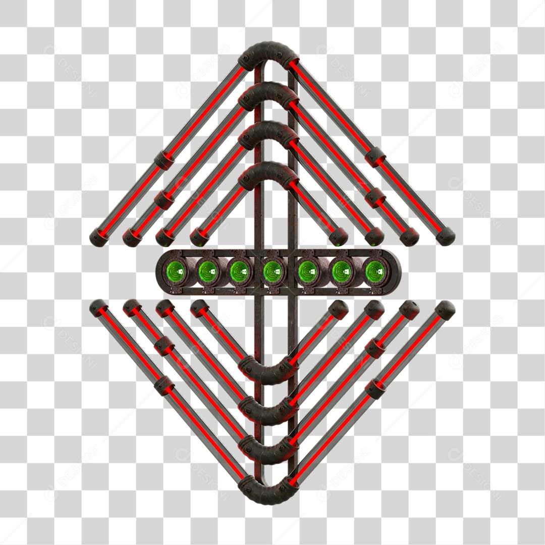 Painel de Setas Metálica com Neon Holofotes PNG Transparente