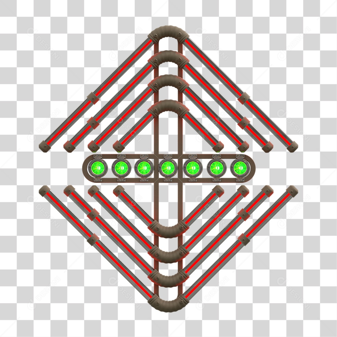 Painel de Setas Metálica com Neon Holofotes PNG Transparente