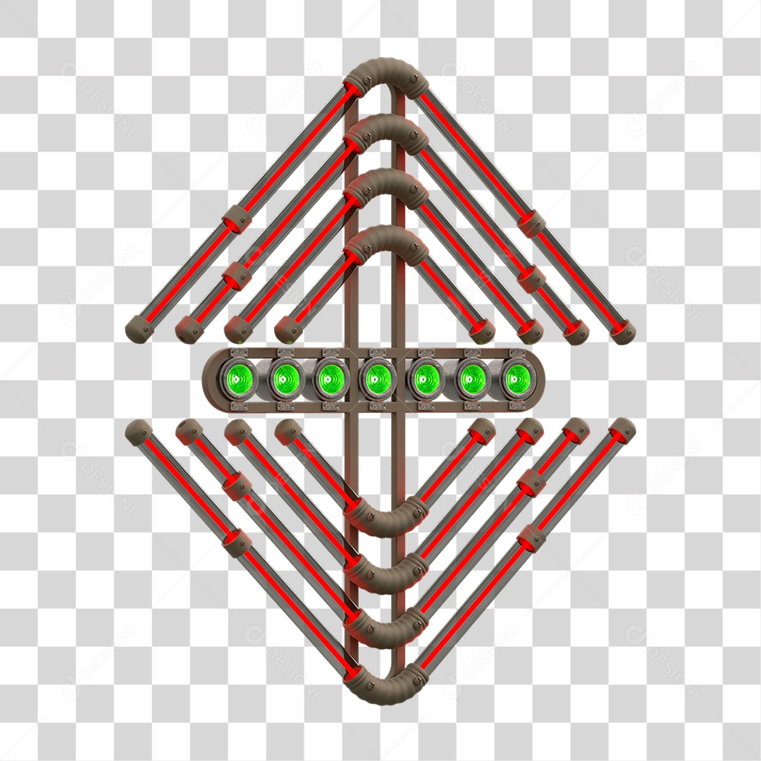 Painel de Setas Metálica com Neon Holofotes PNG Transparente