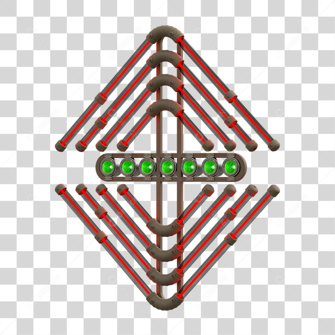 Painel de Setas Metálica com Neon PNG Transparente