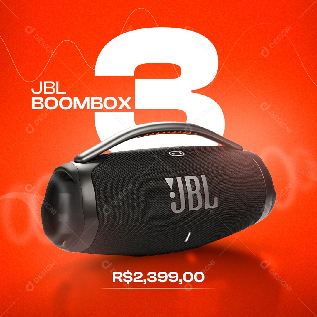 Loja De Eletrônicos JBL BoomBox Caixa de Som Portátil Social Media PSD Editável