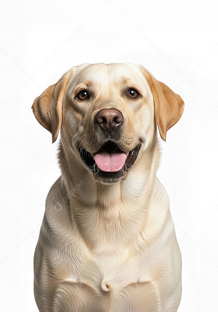 Retrato de Cachorro Labrador Amarelo em Estúdio Fundo Branco Imagem JPG Grátis.