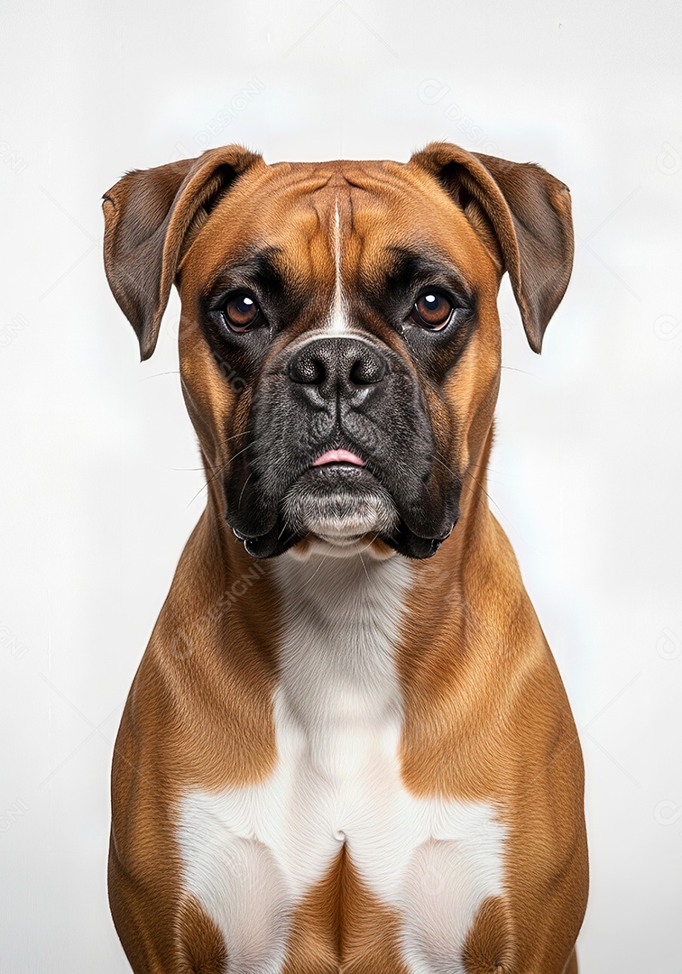 Retrato de Cachorro Boxer em Estúdio com Fundo Branco Imagem JPG Grátis.