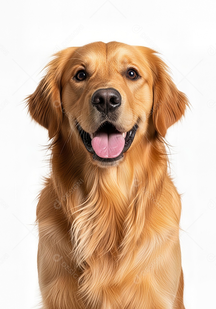 Retrato de Golden Retriever em Estúdio com Fundo Branco Imagem JPG Grátis.