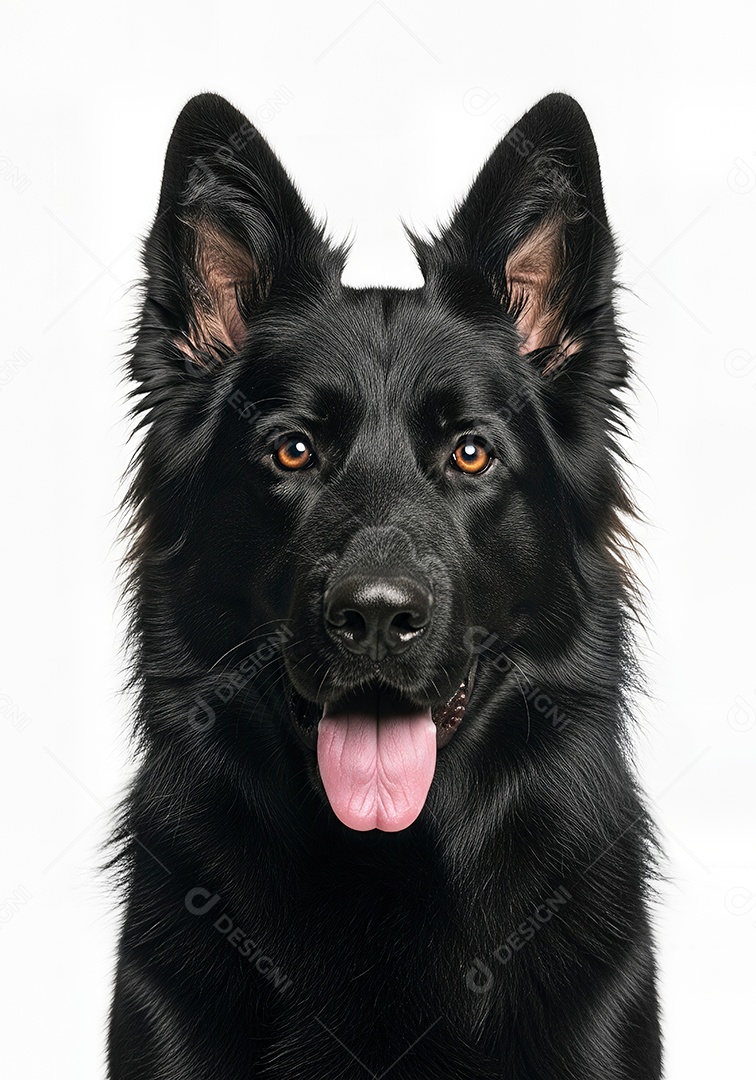 Retrato de Pastor Alemão Preto em Estúdio Fundo Branco Imagem JPG Grátis.