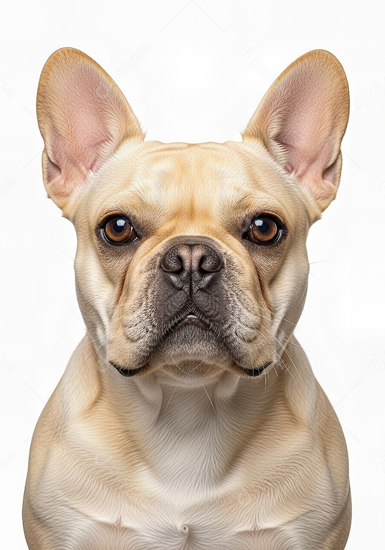Retrato de Bulldog Francês Bege em Estúdio Fundo Branco Imagem JPG Grátis.