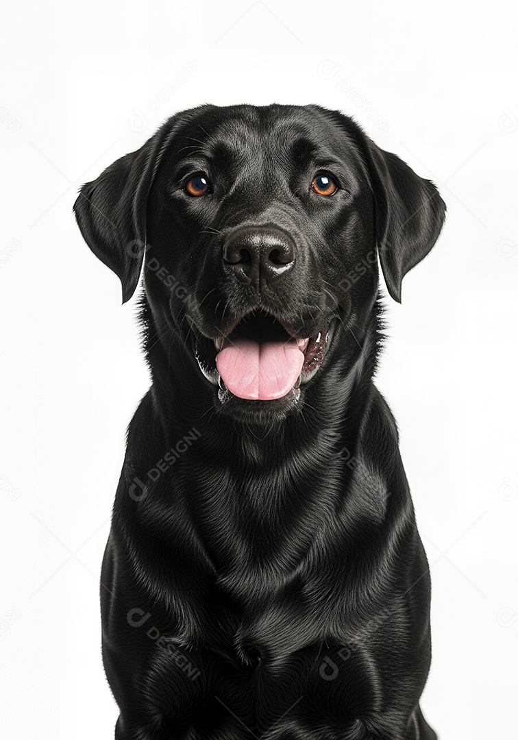 Retrato de Cachorro Labrador Preto em Estúdio Fundo Branco Imagem JPG Grátis.