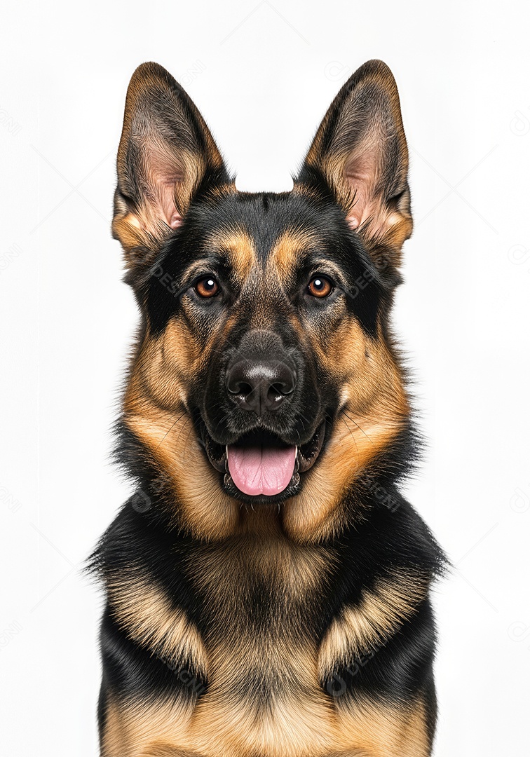 Retrato de Pastor Alemão em Estúdio com Fundo Branco Imagem JPG Grátis.