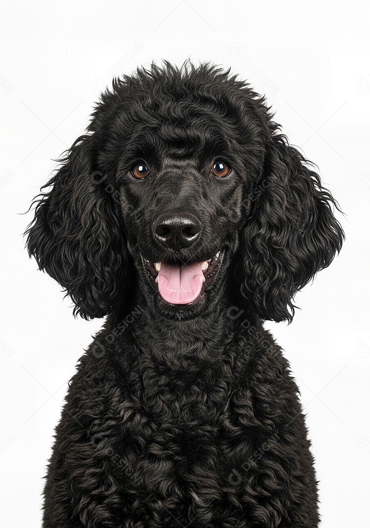 Retrato de Cachorro Poodle Preto em Estúdio Fundo Branco Imagem JPG Grátis.