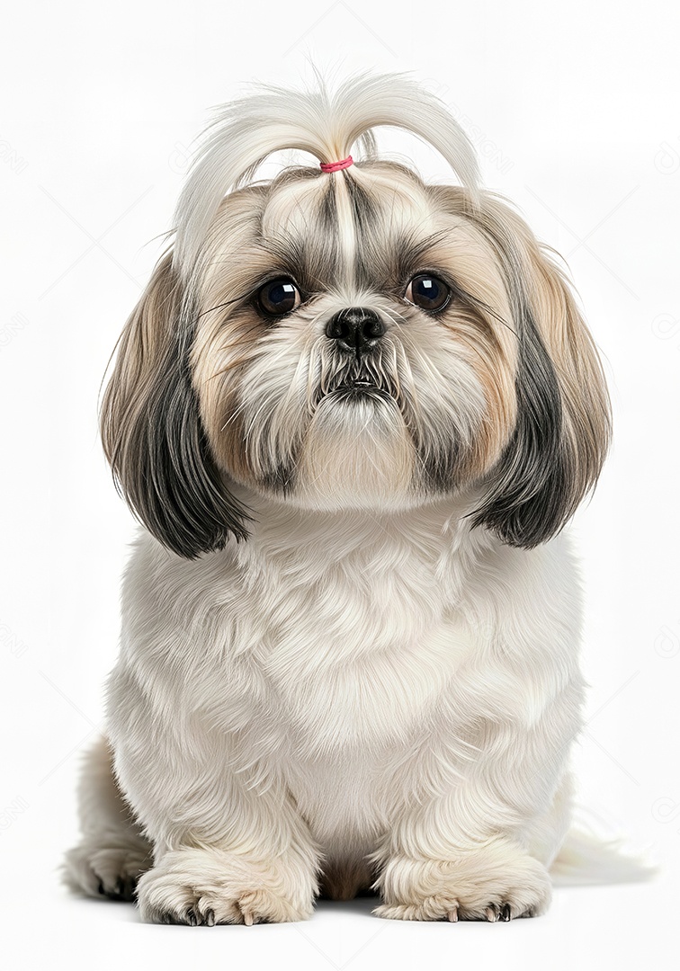 Retrato de Cachorro de Raça Shih Tzu em Estúdio Fundo Branco Imagem JPG Grátis.
