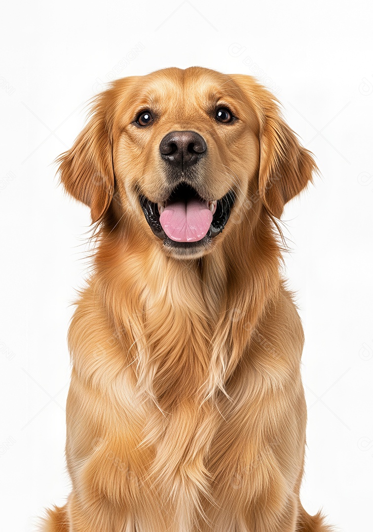 Retrato de Cachorro em Estúdio com Fundo Branco e Expressão Alegre Imagem JPG.