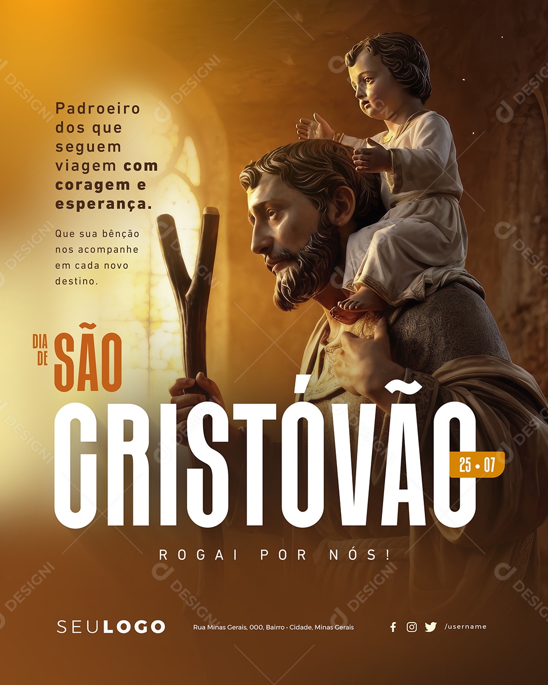 Dia de São Cristóvão 25 de Julho Padroeiro Dos Que Seguem Social Media PSD Editável