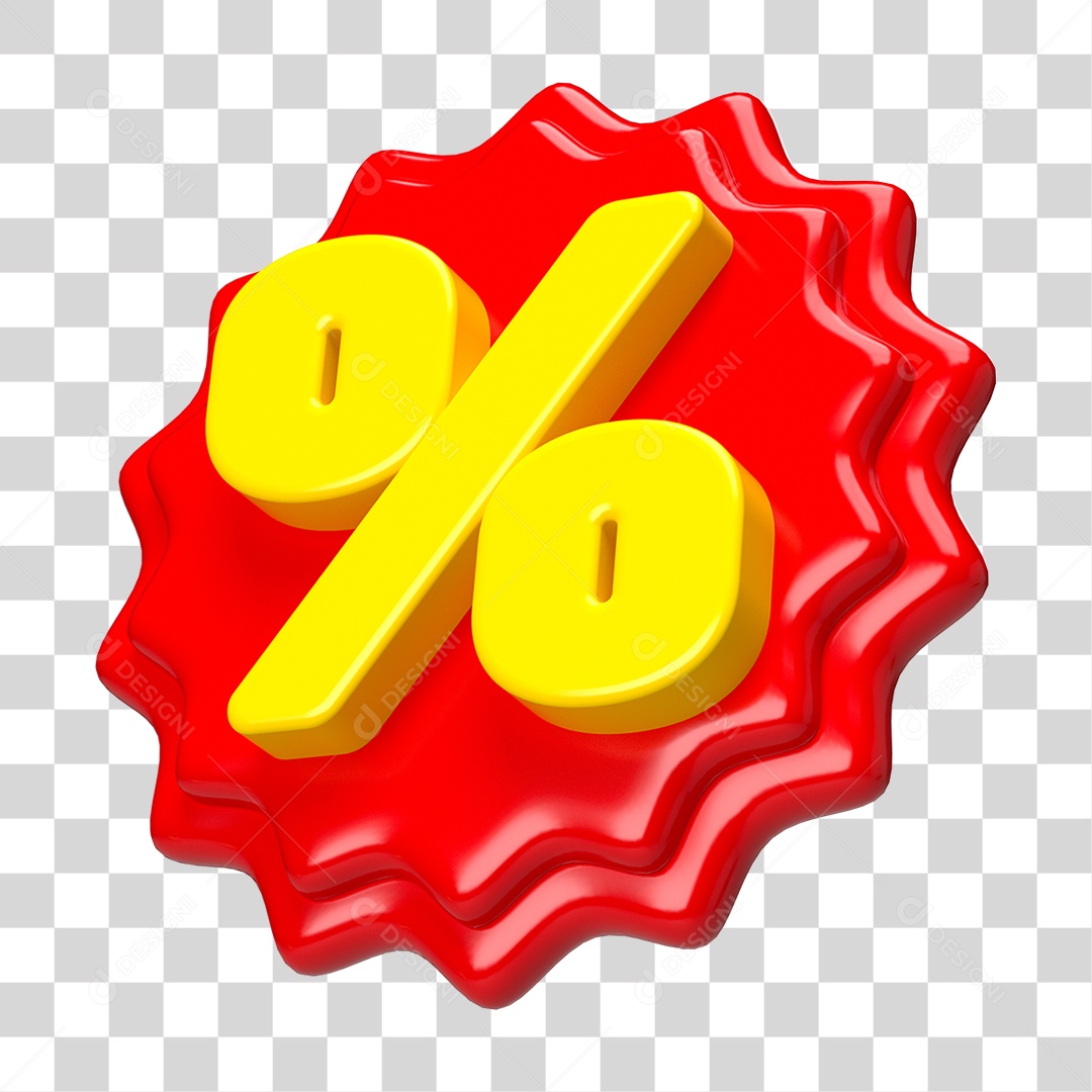 Elemento 3D Símbolo de Porcentagem PNG Transparente