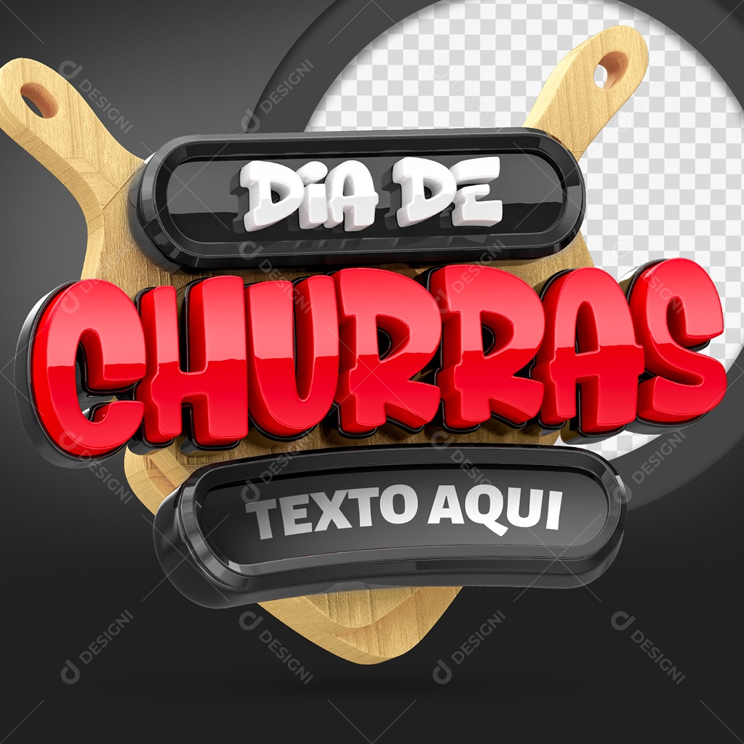 Dia de Churras Selo 3D para Composição PSD