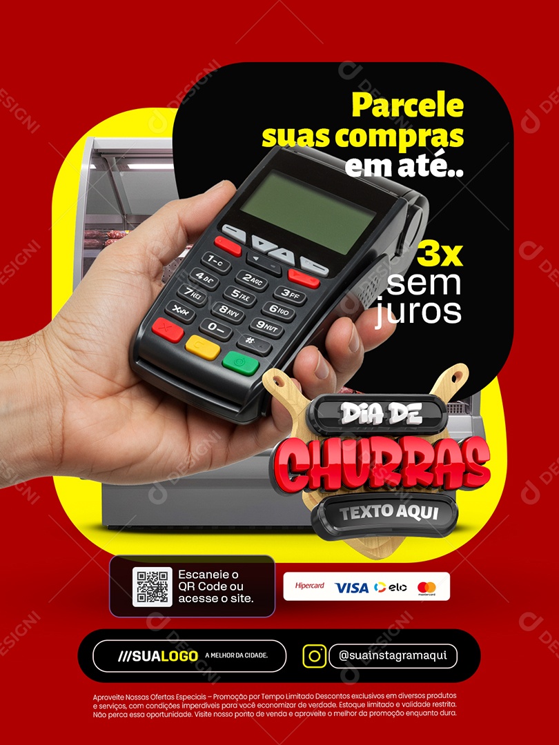 Dia de Churras Açougue Parcele suas Compras Social Media PSD Editável