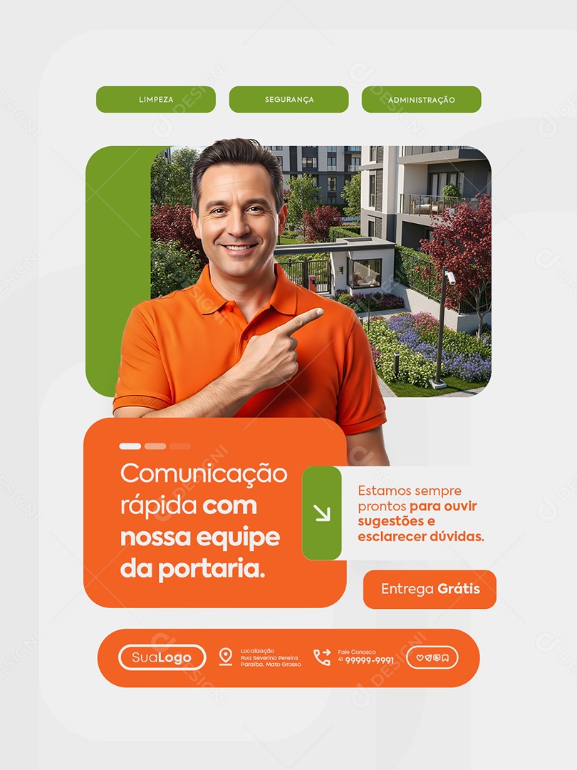 Administradora Condomínio Comunicação Rápida Social Media PSD Editável