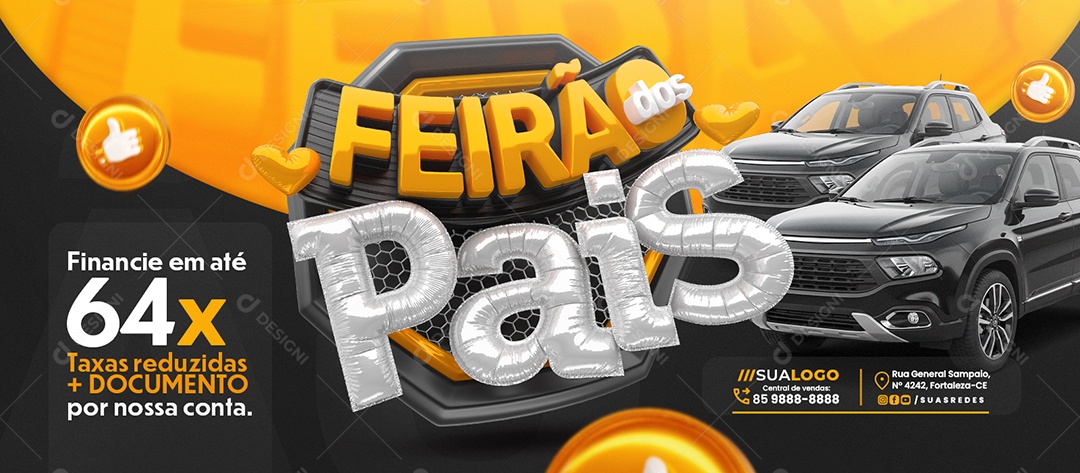 Banner Feirão dos Pais Concessionária Financie em Até 64x Social Media PSD Editável