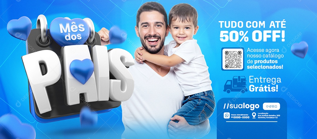 Banner Mês dos Pais Loja Tudo com Até 50% Off Social Media PSD Editável