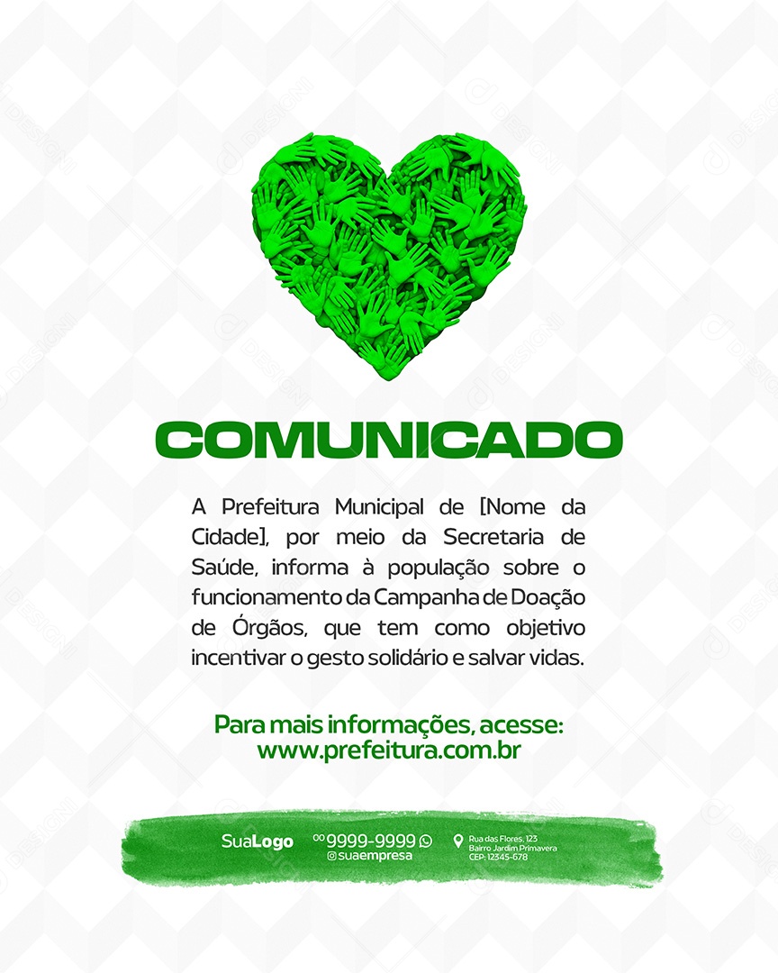 Comunicado Campanha Sobre a Doação de Orgão Social Media PSD Editável