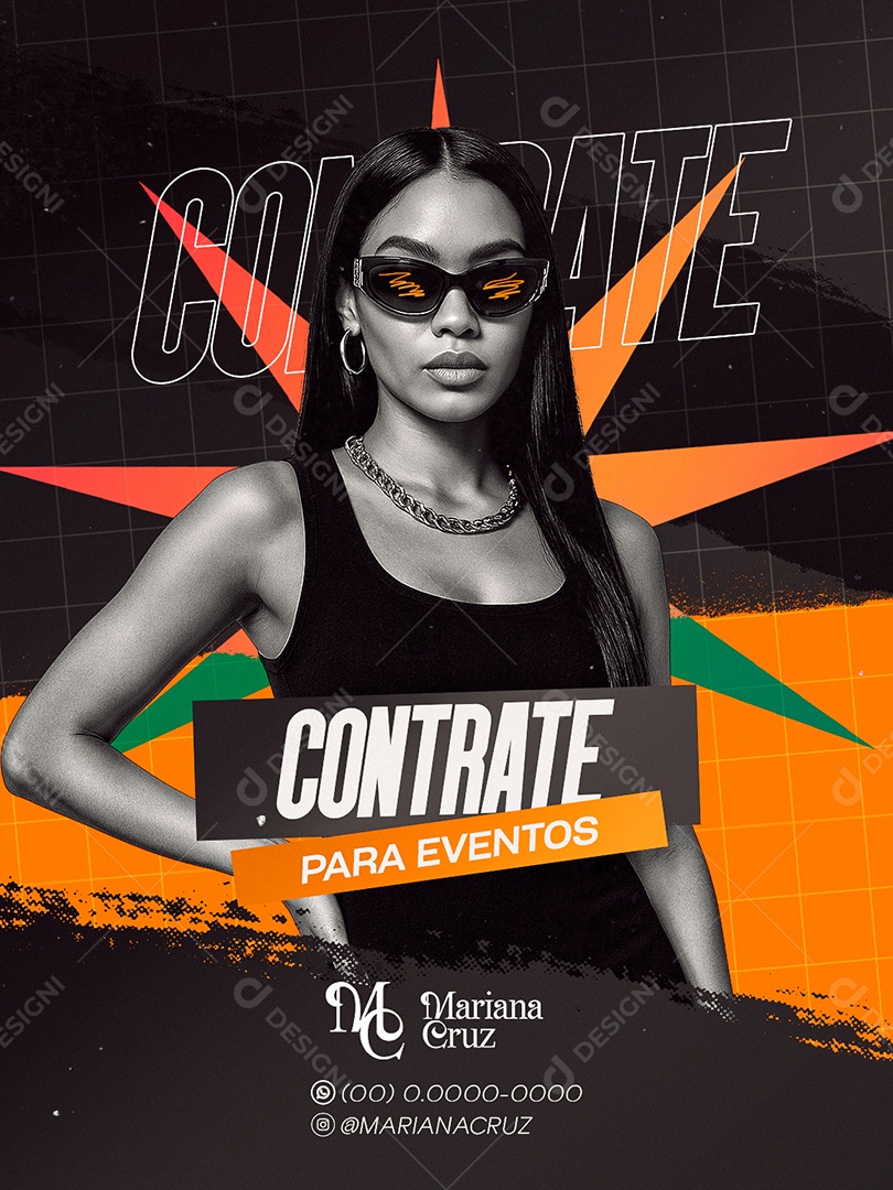 Flyer Contrate para Eventos Social Media PSD Editável