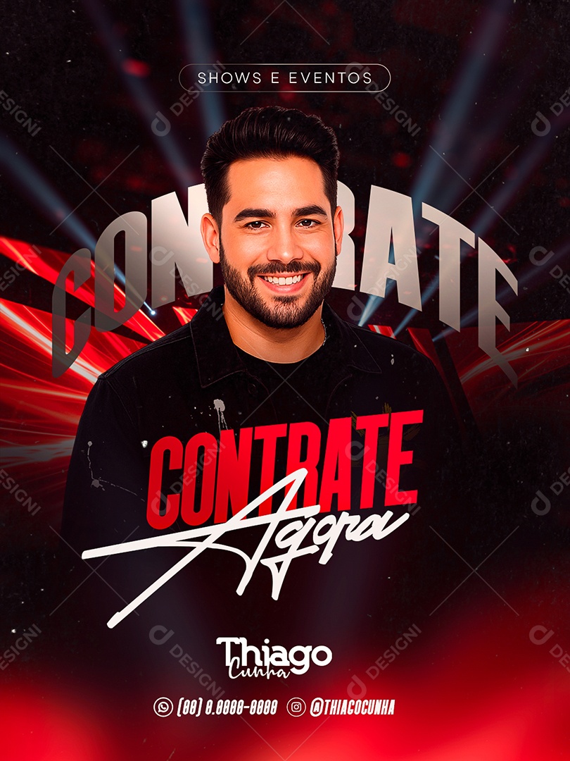 Flyer Shows e Eventos Contrate Agora Social Media PSD Editável