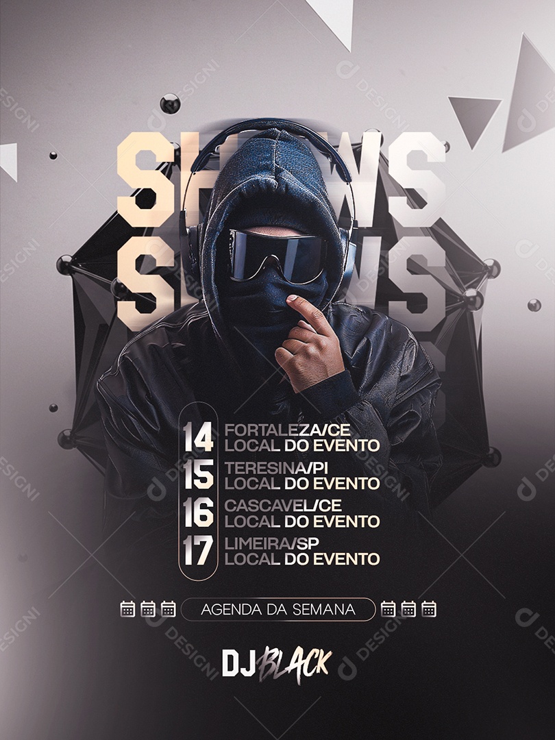 Flyer Próximos Shows Agenda da Semana Social Media PSD Editável