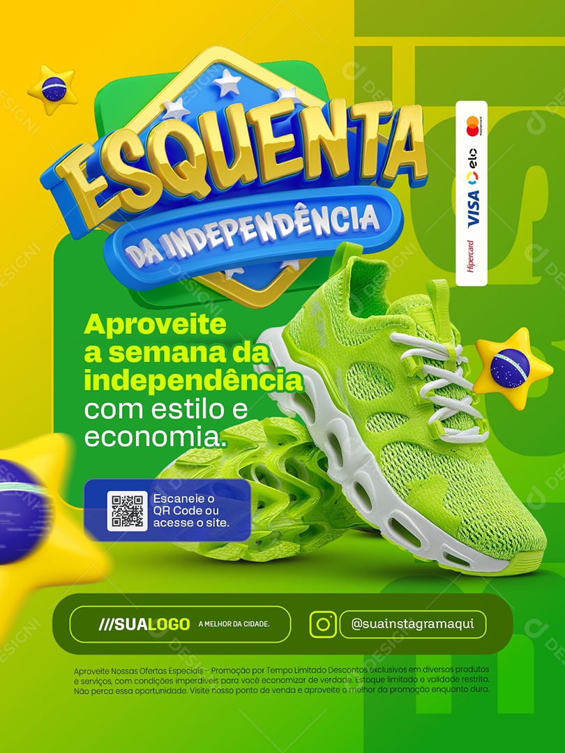 Esquenta da Independência Loja de Calçados Tênis Estilo e Economia Social Media PSD Editável
