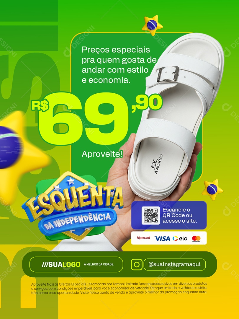 Esquenta da Independência Loja de Calçados Sandália Social Media PSD Editável