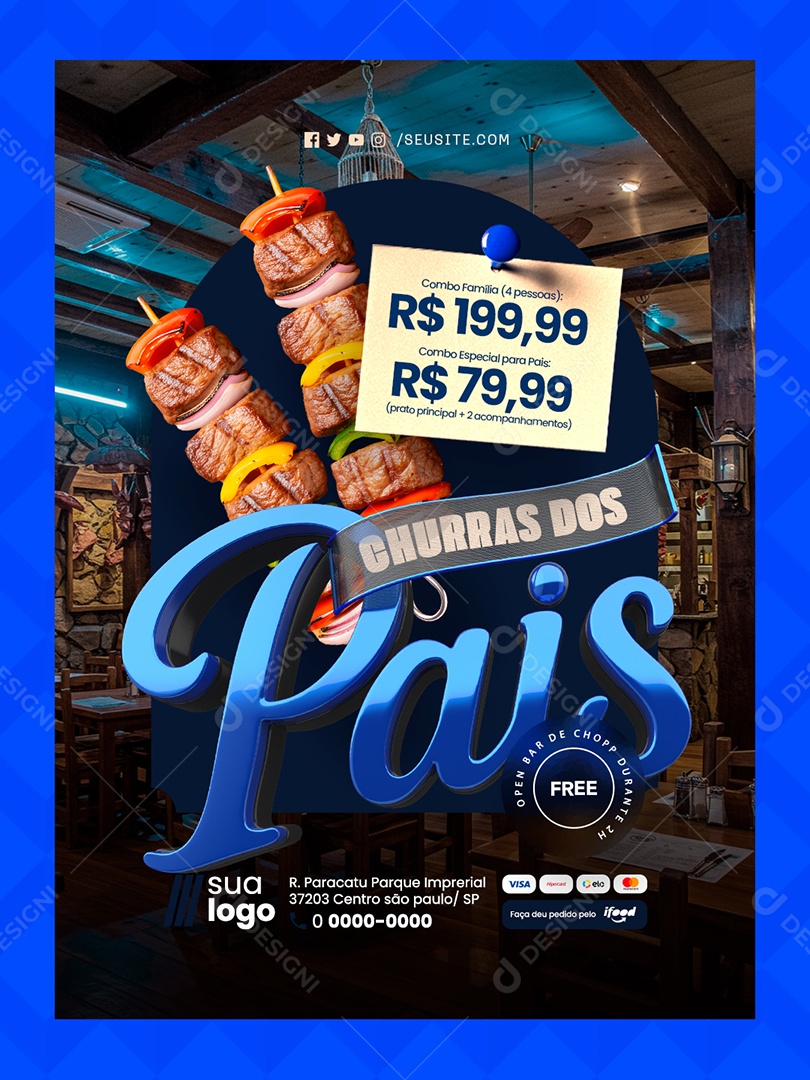 Churras dos Pais Churrascaria Combo Família Social Media PSD Editável
