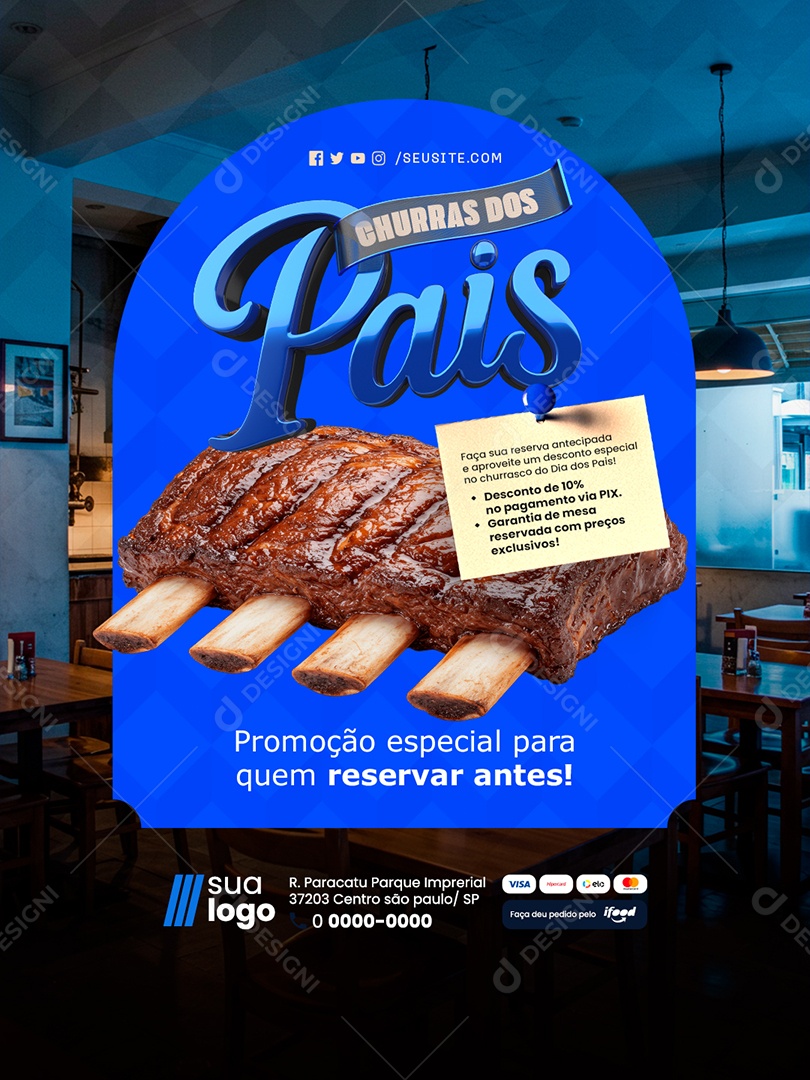 Churras dos Pais Churrascaria Promoção Especial Social Media PSD Editável
