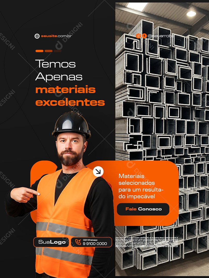 Construção Steelframe Temos Apenas Materiais Excelentes Social Media PSD Editável