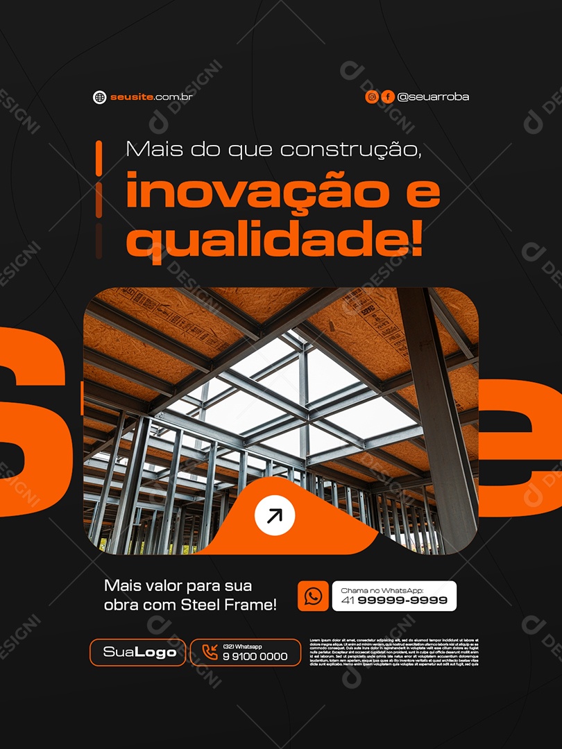 Construção Steelframe Mais do Que Construção Social Media PSD Editável